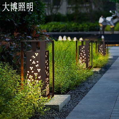 中式柱頭燈古典花韻落地式特色圍墻燈小區花園別墅LED草坪燈批發