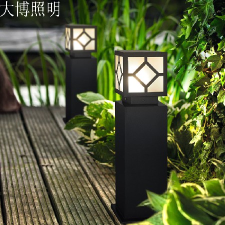 新中式庭院柱頭燈方形花紋圍欄批發(fā)不銹鋼柱頭燈廠家戶外草坪燈