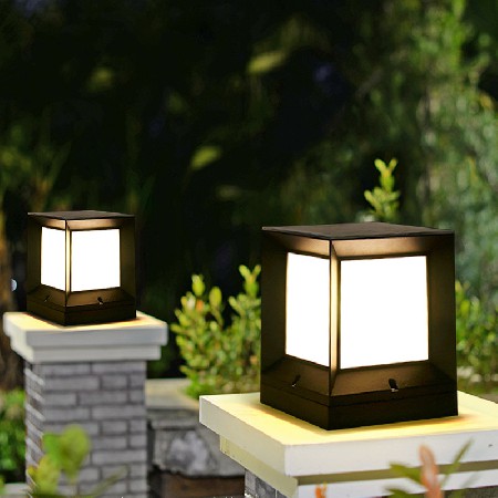 led壓鑄鋁方形柱頭燈太陽(yáng)能市電小區(qū)公園圍墻庭院草坪燈批發(fā)